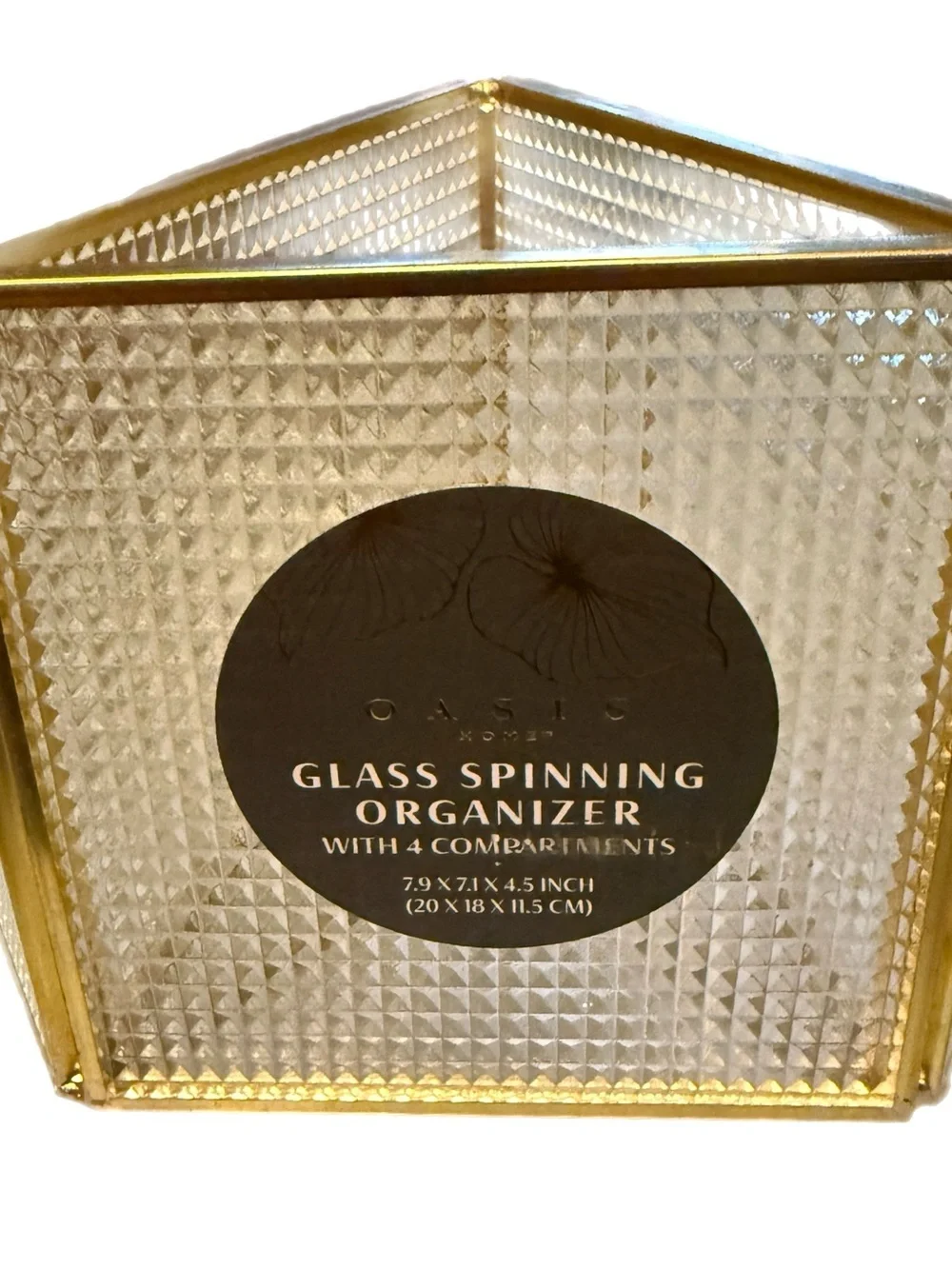 Oasis Home Multi-Comoartment Diamond Glass Spinning Organizer